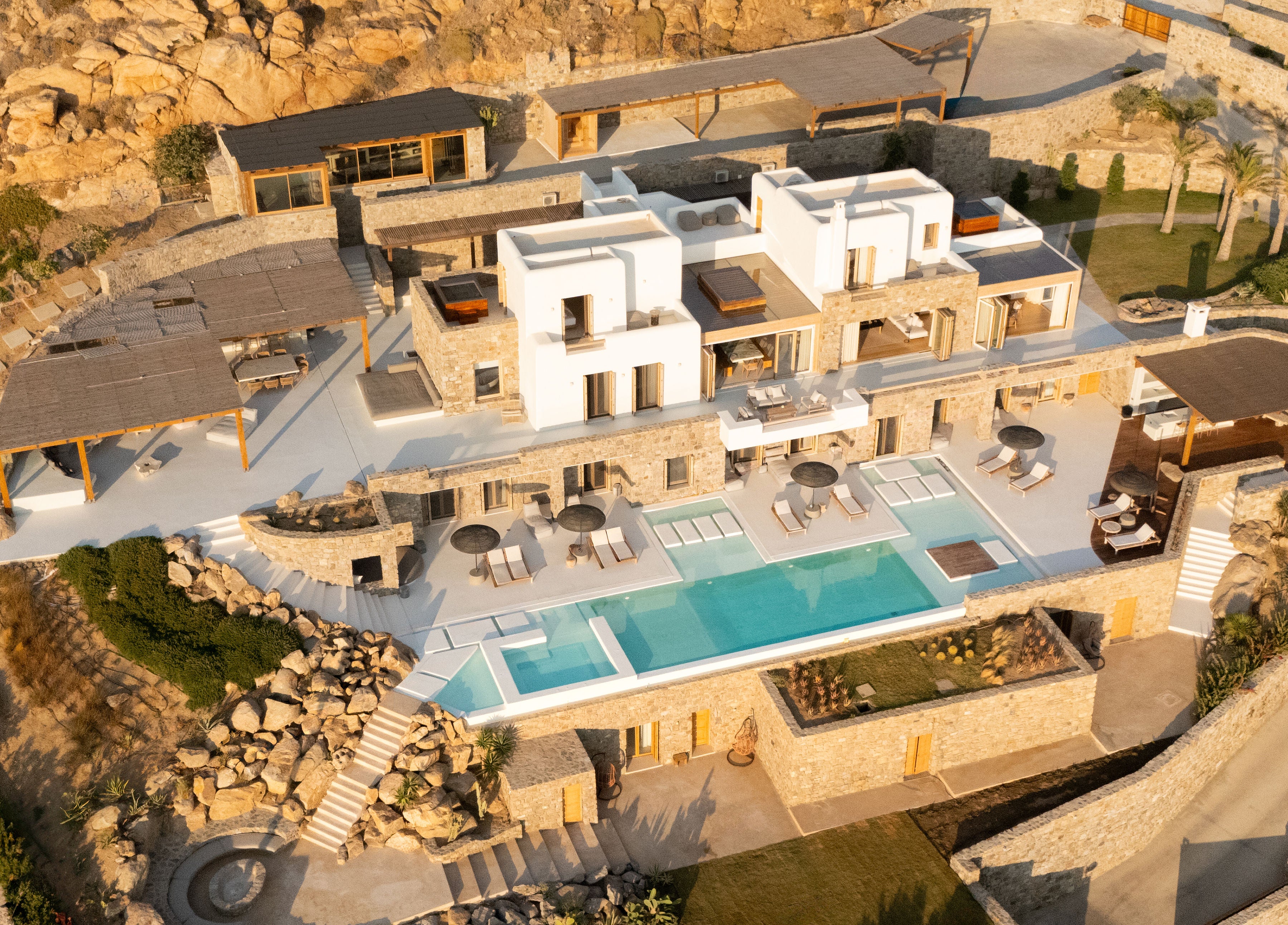 Luxury villa with pool and outdoor area in a mountainous region