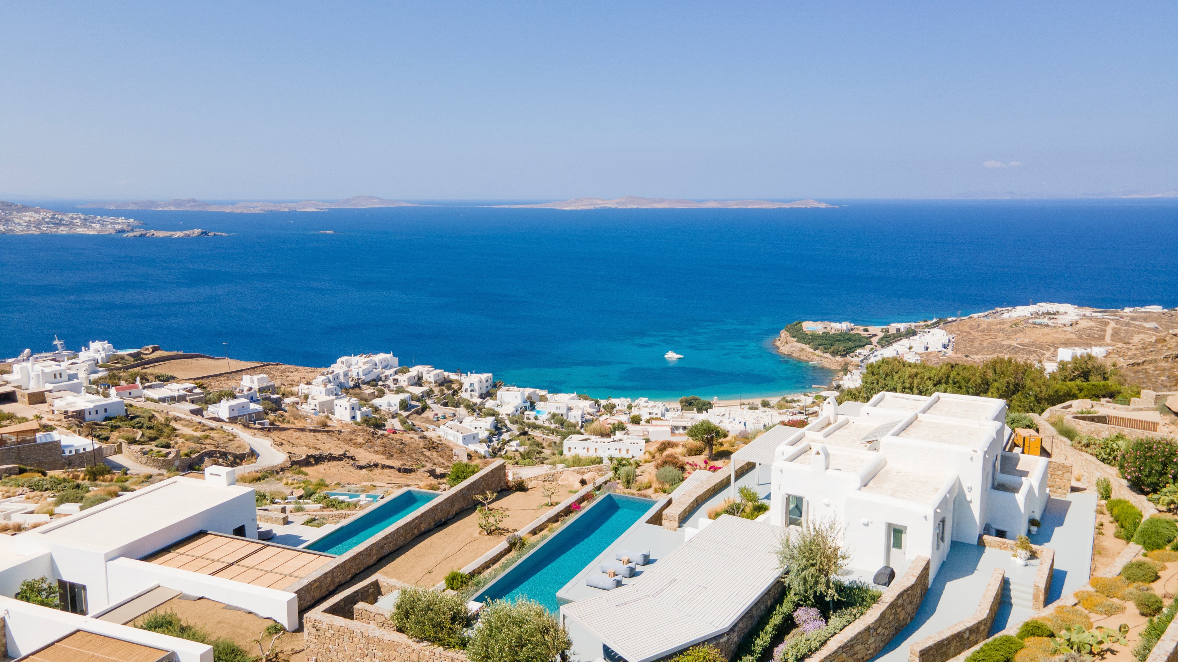 Villa with pool and ocean view in a coastal town